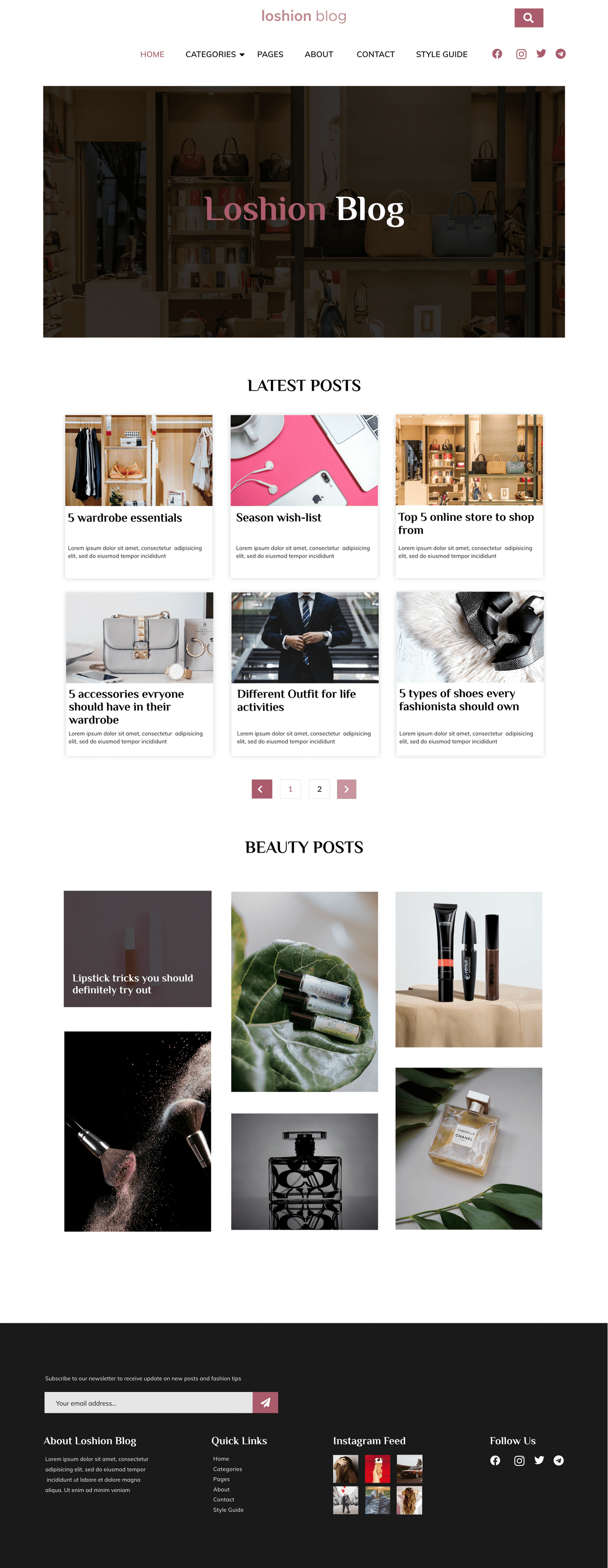 Blog landing page